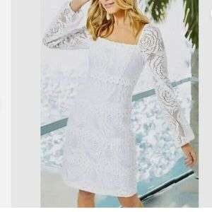 Lily Pulitzer Zoella Resort Wear White Bungalow Blossom Lace Dress